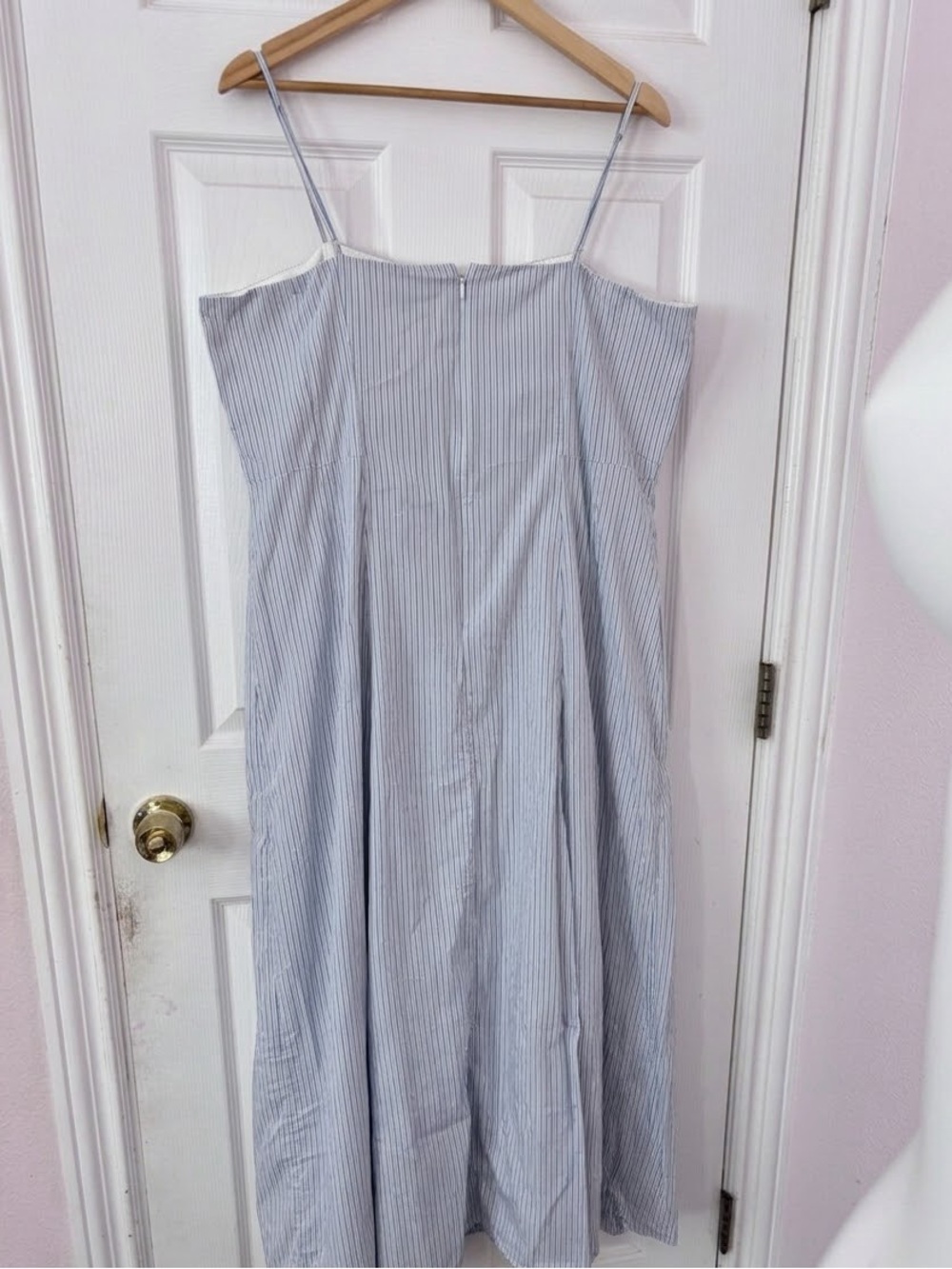 J.Crew Striped Button-Up Cotton Poplin Maxi Dress Blue White Size 18 BG495 - Picture 3 of 9